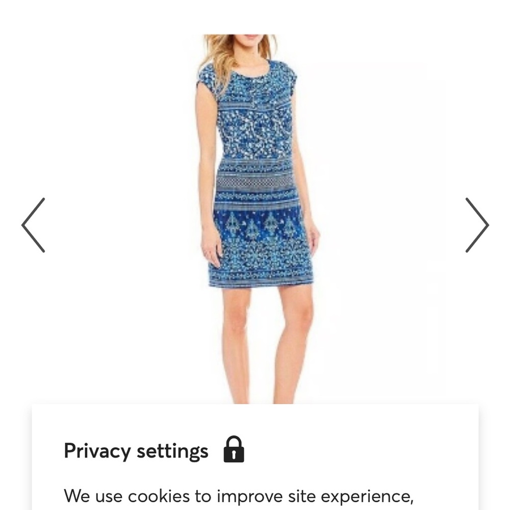 Karl Lagerfeld Blue Printed Cap-Sleeve Shift Dress